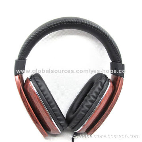 Real wooden stereo headband music headset
